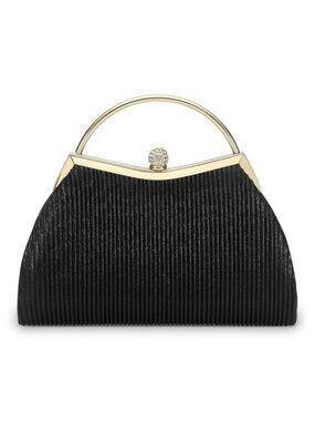 Satin Evening Clutch Purse Rhinestone Clasp Detachable Strap Formal Bag